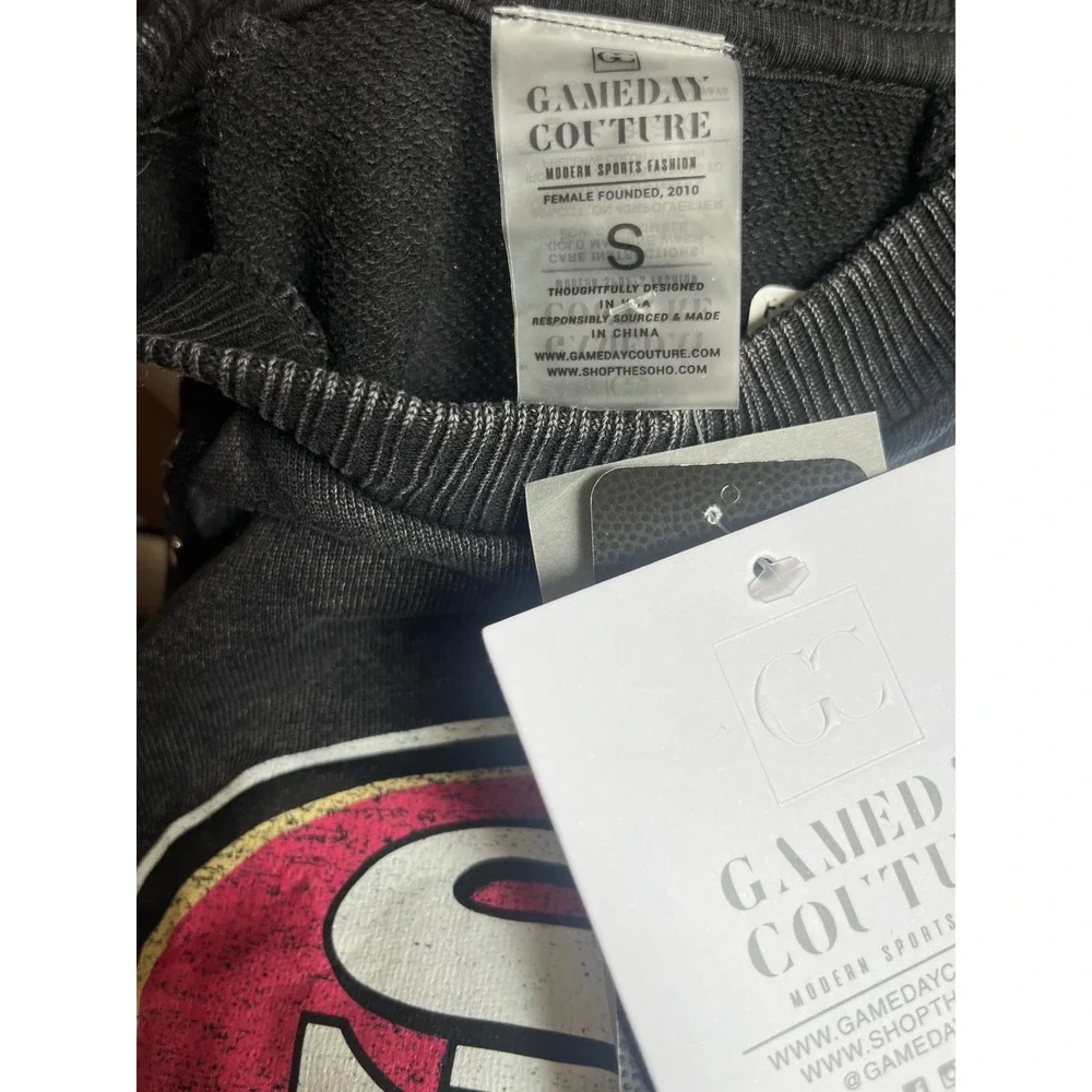 Gameday Couture NFL San Francisco 49ers Studded Raglan Sweater Black Small NWT